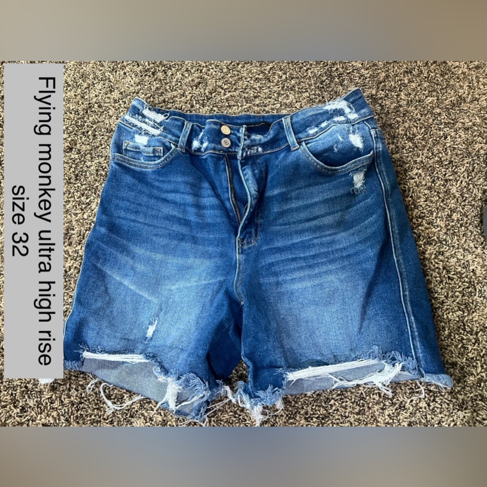 Flying Monkey Blue Jean Shorts Distressed Cut-Off